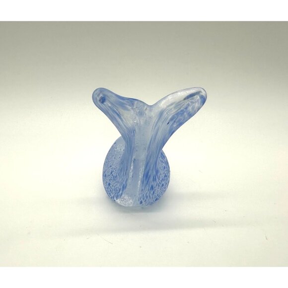 Blue Whale Art Glass Frosted Speckle Figurine Handmade Sea Beach Nautical Statue - Picture 5 of 10
